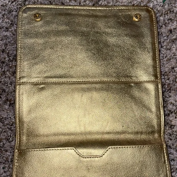 NWOT Anthropologie I Pad Leather Metallic Gold Case "charmed i'm sure"